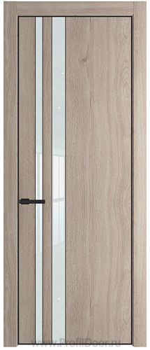 Дверь Profil Doors 20NE цвет Дуб Сонома кромка Черный матовый RAL9005 стекло Lacobel Белый лак