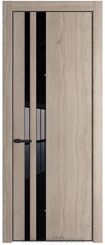 Дверь Profil Doors 20NE цвет Дуб Сонома кромка Черный матовый RAL9005 стекло Lacobel Черный лак