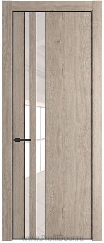 Дверь Profil Doors 20NE цвет Дуб Сонома кромка Черный матовый RAL9005 стекло Lacobel Перламутровый лак