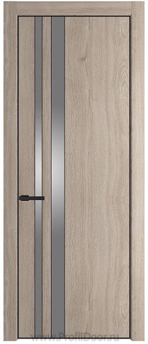 Дверь Profil Doors 20NE цвет Дуб Сонома кромка Черный матовый RAL9005 стекло Lacobel Серебро Матлак