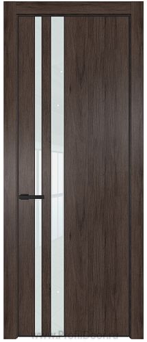 Дверь Profil Doors 20NE цвет Дуб Тобакко кромка Черный матовый RAL9005 стекло Lacobel Белый лак