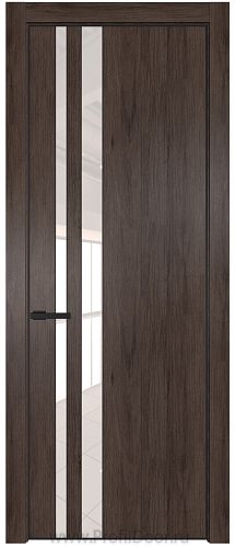 Дверь Profil Doors 20NE цвет Дуб Тобакко кромка Черный матовый RAL9005 стекло Lacobel Перламутровый лак