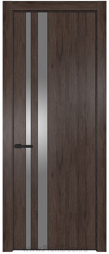 Дверь Profil Doors 20NE цвет Дуб Тобакко кромка Черный матовый RAL9005 стекло Lacobel Серебро Матлак