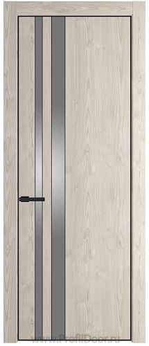 Дверь Profil Doors 20NE цвет Каштан Светлый кромка Черный матовый RAL9005 стекло Lacobel Серебро Матлак