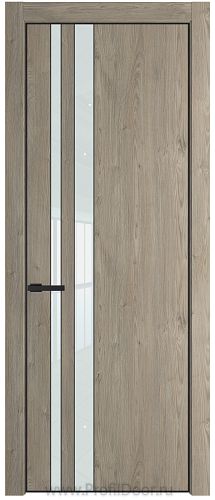 Дверь Profil Doors 20NE цвет Каштан Темный кромка Черный матовый RAL9005 стекло Lacobel Белый лак