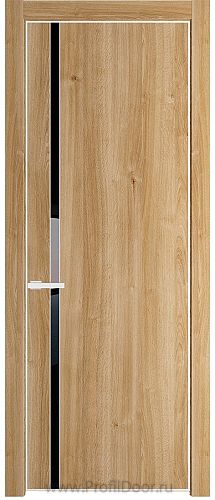 Дверь Profil Doors 21NE цвет Дуб Карамель кромка Белый матовый RAL9003 стекло Lacobel Черный лак