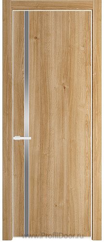 Дверь Profil Doors 21NE цвет Дуб Карамель кромка Белый матовый RAL9003 стекло Lacobel Серебро Матлак