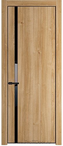 Дверь Profil Doors 21NE цвет Дуб Карамель кромка Черный матовый RAL9005 стекло Lacobel Черный лак