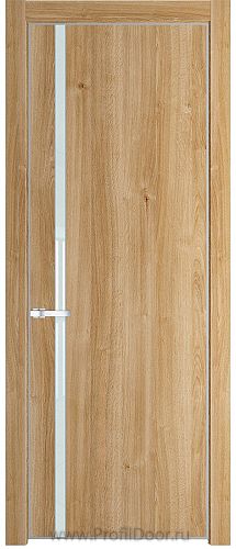 Дверь Profil Doors 21NE цвет Дуб Карамель кромка Серебро стекло Lacobel Белый лак