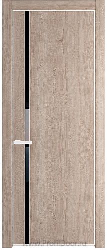 Дверь Profil Doors 21NE цвет Дуб Сонома кромка Белый матовый RAL9003 стекло Lacobel Черный лак