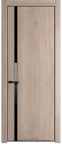 Дверь Profil Doors 21NE цвет Дуб Сонома кромка Черный матовый RAL9005 стекло Lacobel Черный лак