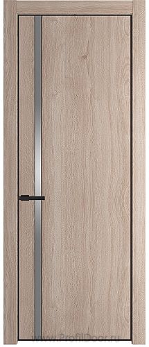 Дверь Profil Doors 21NE цвет Дуб Сонома кромка Черный матовый RAL9005 стекло Lacobel Серебро Матлак