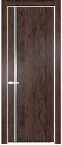 Дверь Profil Doors 21NE цвет Дуб Тобакко кромка Белый матовый RAL9003 стекло Lacobel Серебро Матлак