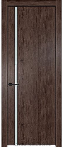 Дверь Profil Doors 21NE цвет Дуб Тобакко кромка Черный матовый RAL9005 стекло Lacobel Белый лак