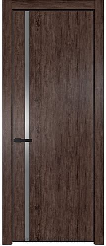 Дверь Profil Doors 21NE цвет Дуб Тобакко кромка Черный матовый RAL9005 стекло Lacobel Серебро Матлак