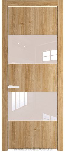 Дверь Profil Doors 22NE цвет Дуб Карамель кромка Белый матовый RAL9003 стекло Lacobel Перламутровый лак