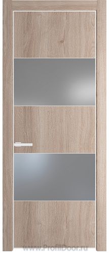 Дверь Profil Doors 22NE цвет Дуб Сонома кромка Белый матовый RAL9003 стекло Lacobel Серебро Матлак