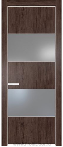 Дверь Profil Doors 22NE цвет Дуб Тобакко кромка Белый матовый RAL9003 стекло Lacobel Серебро Матлак