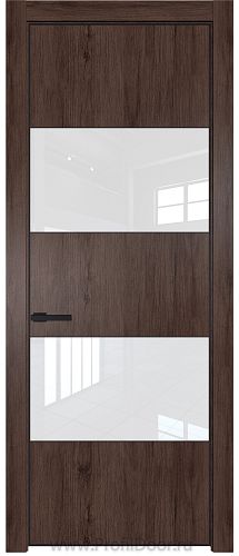 Дверь Profil Doors 22NE цвет Дуб Тобакко кромка Черный матовый RAL9005 стекло Lacobel лак Классик