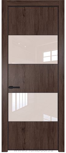 Дверь Profil Doors 22NE цвет Дуб Тобакко кромка Черный матовый RAL9005 стекло Lacobel Перламутровый лак