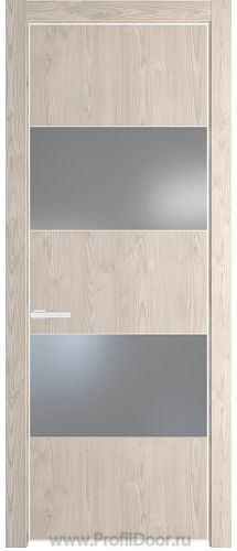 Дверь Profil Doors 22NE цвет Каштан Светлый кромка Белый матовый RAL9003 стекло Lacobel Серебро Матлак