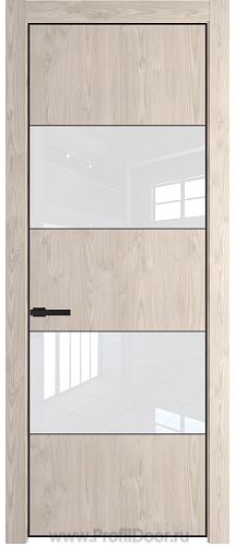 Дверь Profil Doors 22NE цвет Каштан Светлый кромка Черный матовый RAL9005 стекло Lacobel лак Классик