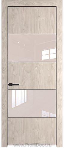 Дверь Profil Doors 22NE цвет Каштан Светлый кромка Черный матовый RAL9005 стекло Lacobel Перламутровый лак