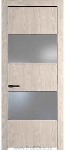 Дверь Profil Doors 22NE цвет Каштан Светлый кромка Черный матовый RAL9005 стекло Lacobel Серебро Матлак