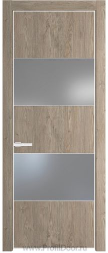 Дверь Profil Doors 22NE цвет Каштан Темный кромка Белый матовый RAL9003 стекло Lacobel Серебро Матлак