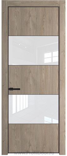 Дверь Profil Doors 22NE цвет Каштан Темный кромка Черный матовый RAL9005 стекло Lacobel лак Классик