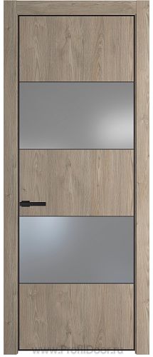 Дверь Profil Doors 22NE цвет Каштан Темный кромка Черный матовый RAL9005 стекло Lacobel Серебро Матлак