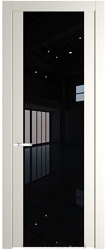 Дверь Profil Doors 1.7P цвет Перламутровый Белый стекло Lacobel Черный Лак