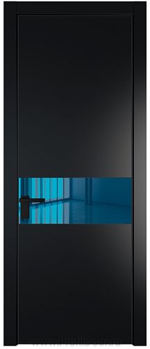 Дверь Profil Doors 17PA цвет Блэк стекло Зеркало Blue цвет профиля Черный матовый RAL9005