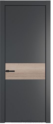 Дверь Profil Doors 17PA цвет Графит (Pantone 425С) цвет профиля Черный матовый RAL9005 вставка Дуб Сонома