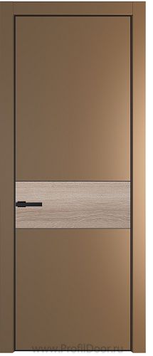 Дверь Profil Doors 17PA цвет Перламутр золото цвет профиля Черный матовый RAL9005 вставка Дуб Сонома