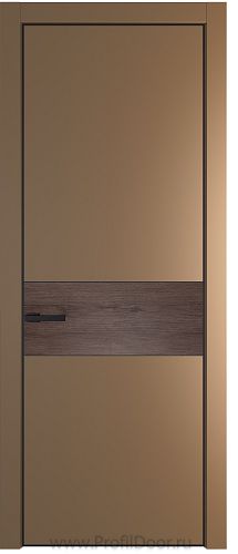 Дверь Profil Doors 17PA цвет Перламутр золото цвет профиля Черный матовый RAL9005 вставка Дуб Тобакко