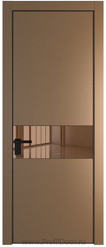 Дверь Profil Doors 17PA цвет Перламутр золото стекло Зеркало Bronza цвет профиля Черный матовый RAL9005