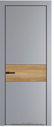 Дверь Profil Doors 17PA цвет Смоки (RAL 870-02) цвет профиля Черный матовый RAL9005 вставка Дуб Карамель