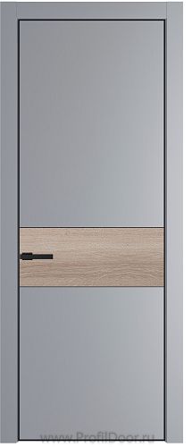 Дверь Profil Doors 17PA цвет Смоки (RAL 870-02) цвет профиля Черный матовый RAL9005 вставка Дуб Сонома