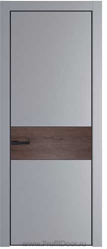 Дверь Profil Doors 17PA цвет Смоки (RAL 870-02) цвет профиля Черный матовый RAL9005 вставка Дуб Тобакко