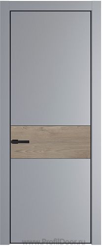 Дверь Profil Doors 17PA цвет Смоки (RAL 870-02) цвет профиля Черный матовый RAL9005 вставка Каштан Темный