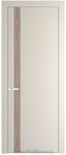 Дверь Profil Doors 18PA цвет Кремовая Магнолия (RAL 120-04) цвет профиля Серебро вставка Дуб Сонома