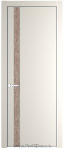 Дверь Profil Doors 18PA цвет Перламутр белый цвет профиля Серебро вставка Дуб Сонома