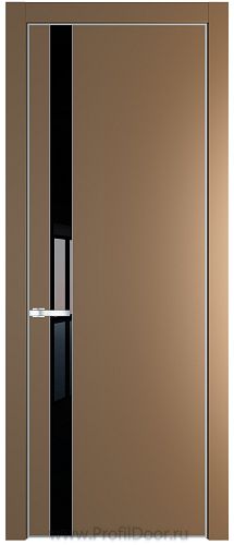 Дверь Profil Doors 18PA цвет Перламутр золото стекло Lacobel Черный лак цвет профиля Серебро