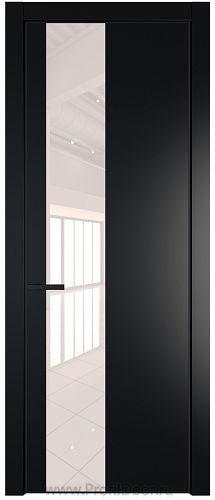 Дверь Profil Doors 19PA цвет Блэк стекло Lacobel Перламутровый лак цвет профиля Черный матовый RAL9005