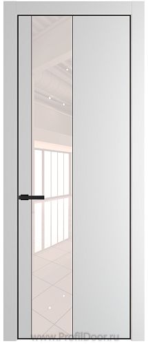 Дверь Profil Doors 19PA цвет Крем Вайт (RAL 120-02) стекло Lacobel Перламутровый лак цвет профиля Черный матовый RAL9005