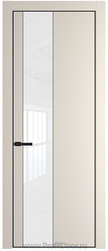 Дверь Profil Doors 19PA цвет Кремовая Магнолия (RAL 120-04) стекло Lacobel лак Классик цвет профиля Черный матовый RAL9005