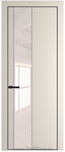 Дверь Profil Doors 19PA цвет Кремовая Магнолия (RAL 120-04) стекло Lacobel Перламутровый лак цвет профиля Черный матовый RAL9005