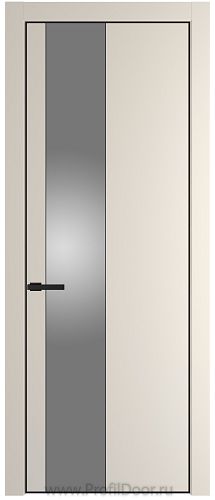 Дверь Profil Doors 19PA цвет Кремовая Магнолия (RAL 120-04) стекло Lacobel Серебро Матлак цвет профиля Черный матовый RAL9005
