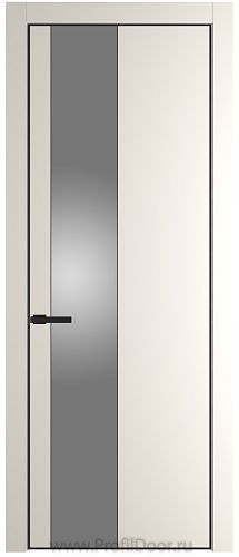 Дверь Profil Doors 19PA цвет Перламутр белый стекло Lacobel Серебро Матлак цвет профиля Черный матовый RAL9005